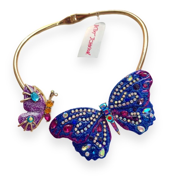 🌀 Betsey Johnson Butterfly Blitz Collar Necklace - Picture 1 of 7